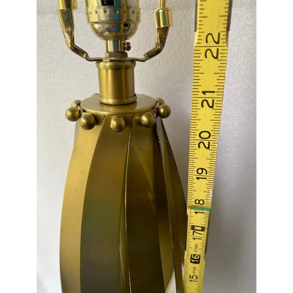Elegant Gold Table Lamp with Gold Sculptural Metal Body Modern Acrylic Base